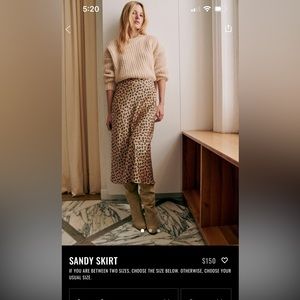 NWT Sezane Sandy midi skirt in leopard satin, 8